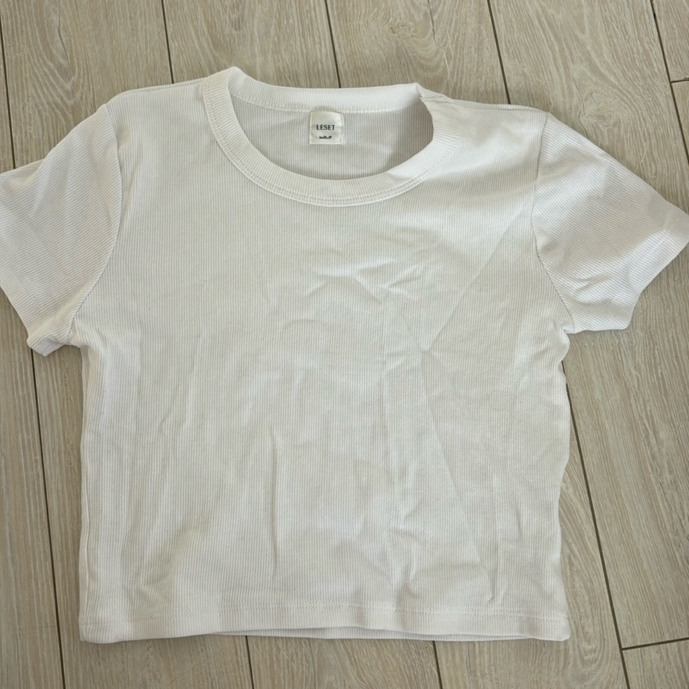 LESET Ribbed Baby Tee White